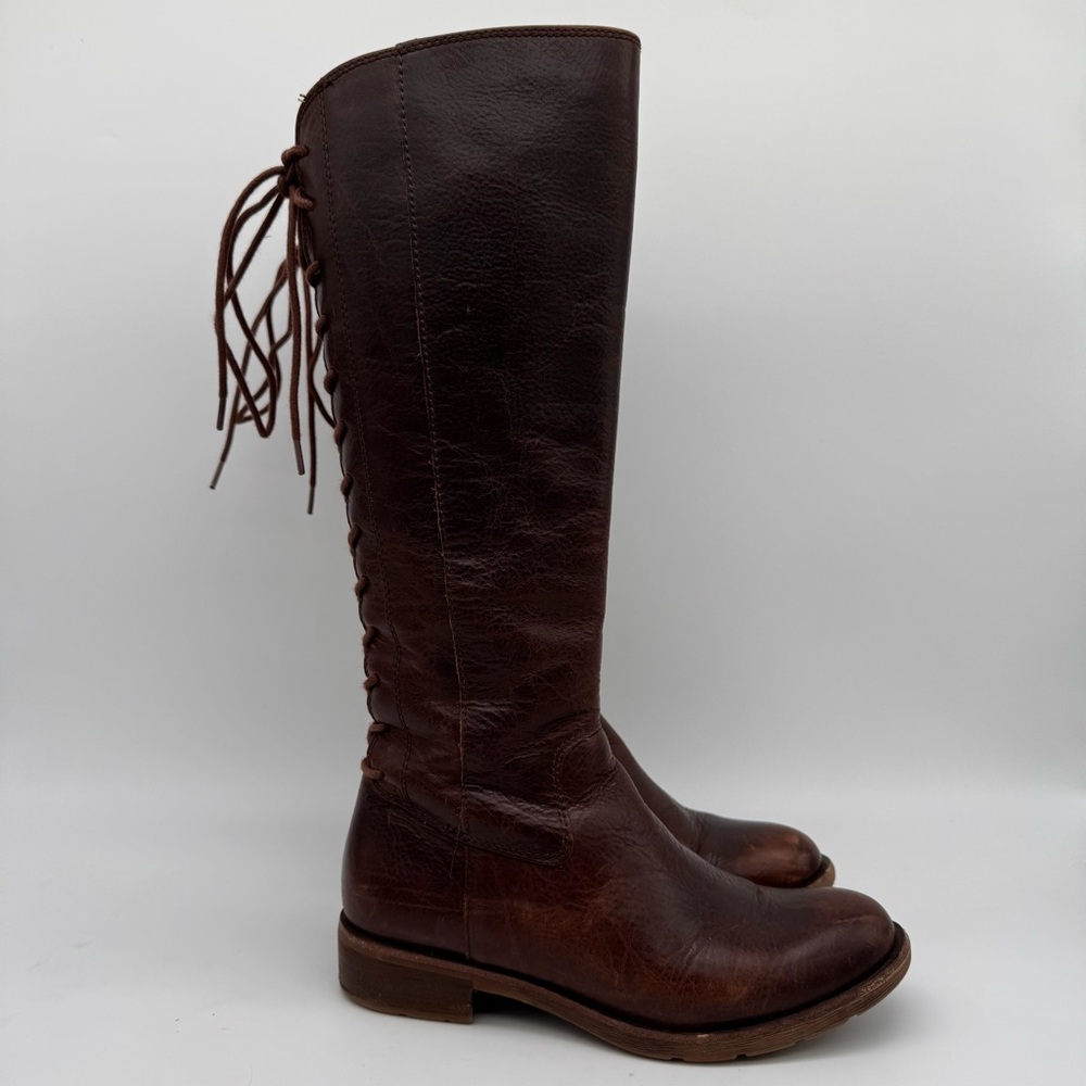 Sofft Sharnell II Brown Leather Tall Zip Adjustable Lace Up Boots Size 7 M